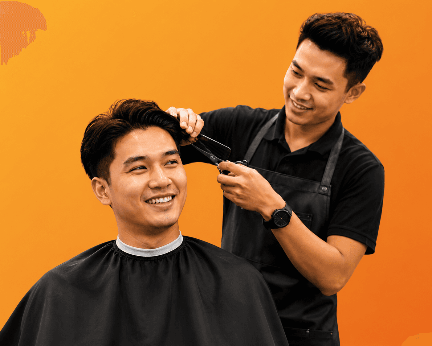 Barber chair and customer
